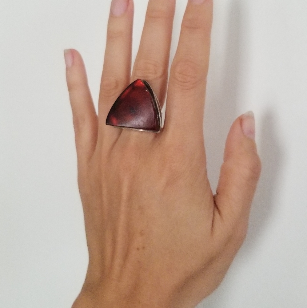 Rare Baltic Amber Modernist Ring - Picture 7 of 7